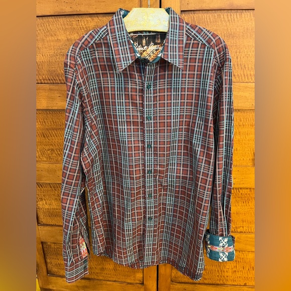 Classic Fit Plaid Flip Cuff Embroidered Button-Up | Robert Graham | Men’s Large - Picture 5 of 17